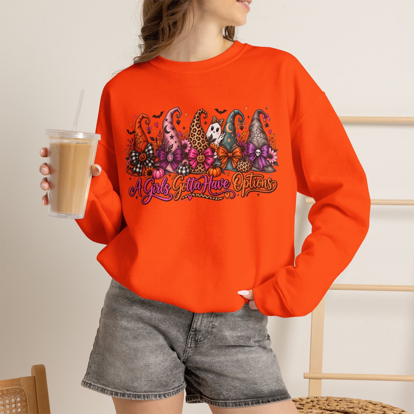 Witch Hat Harvest Crewneck Sweatshirt — Autumn Witch Hat Graphic