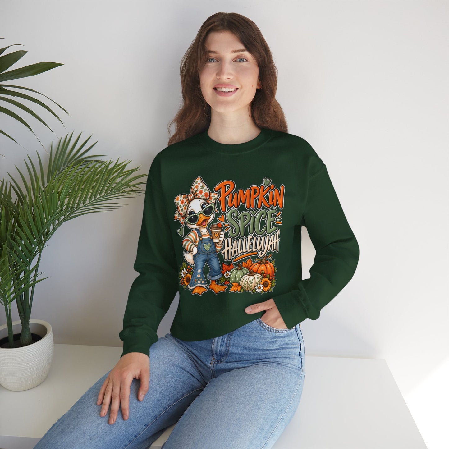 Pumpkin Spice Hallelujah Sweatshirt — Cute Fall Duck Graphic