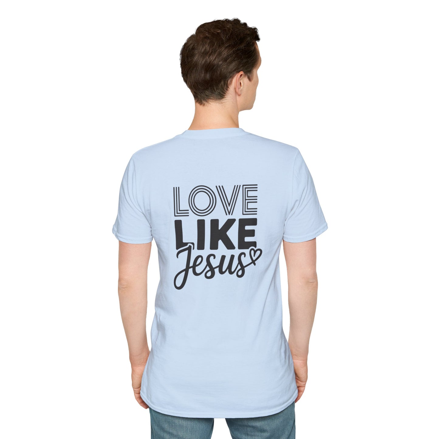 Heart & Cross Minimalist Tee — Small Chest Faith Graphic Shirt