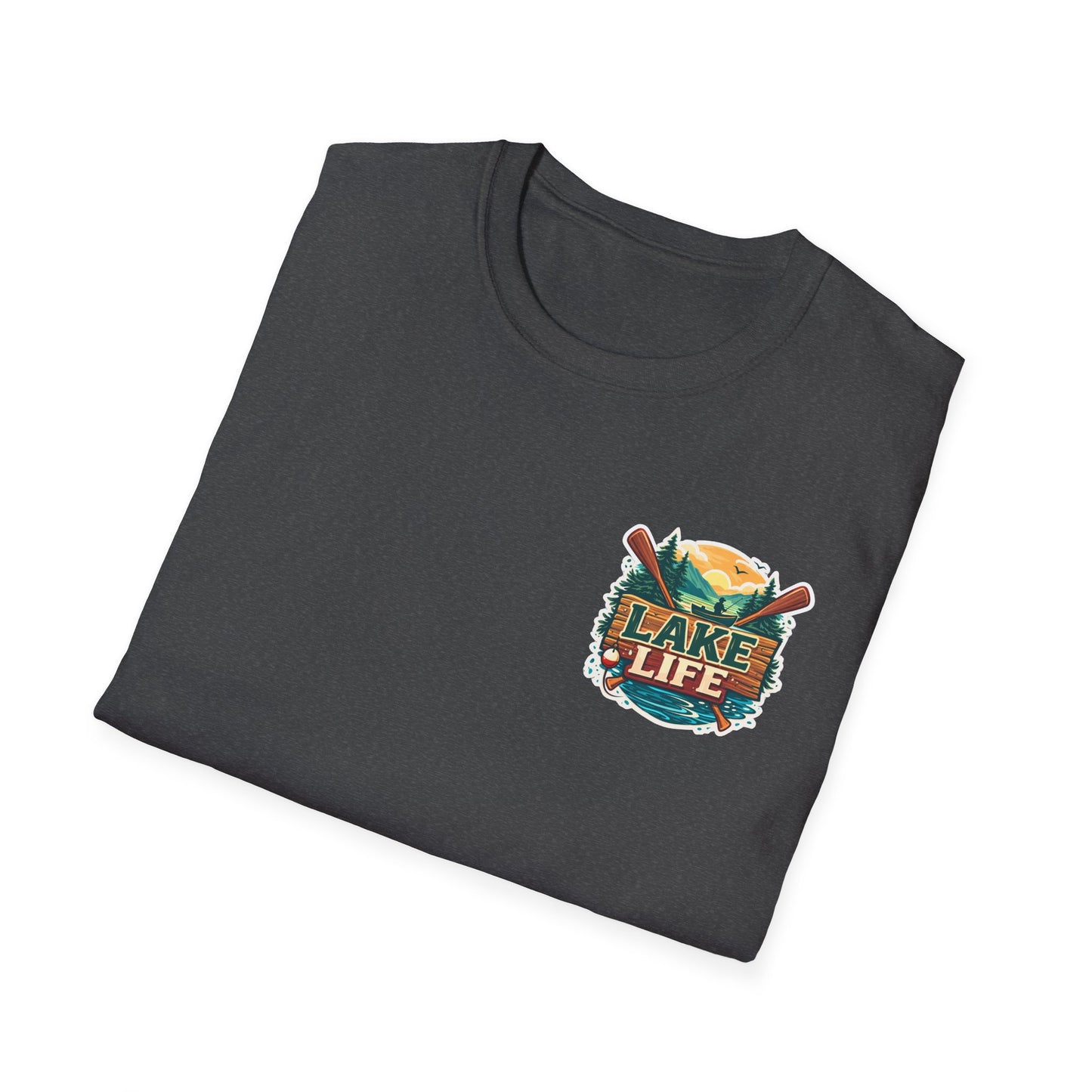 Lake Life T-Shirt — "Life Is Better at the Lake" Boat, Dock & Rocking Chair Design