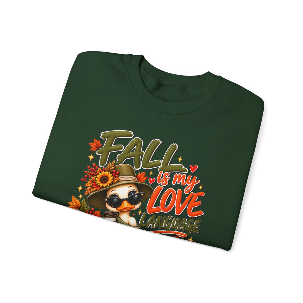 Fall Is My Love Language Sweatshirt — Cute Duck & Pumpkin Autumn Crewneck