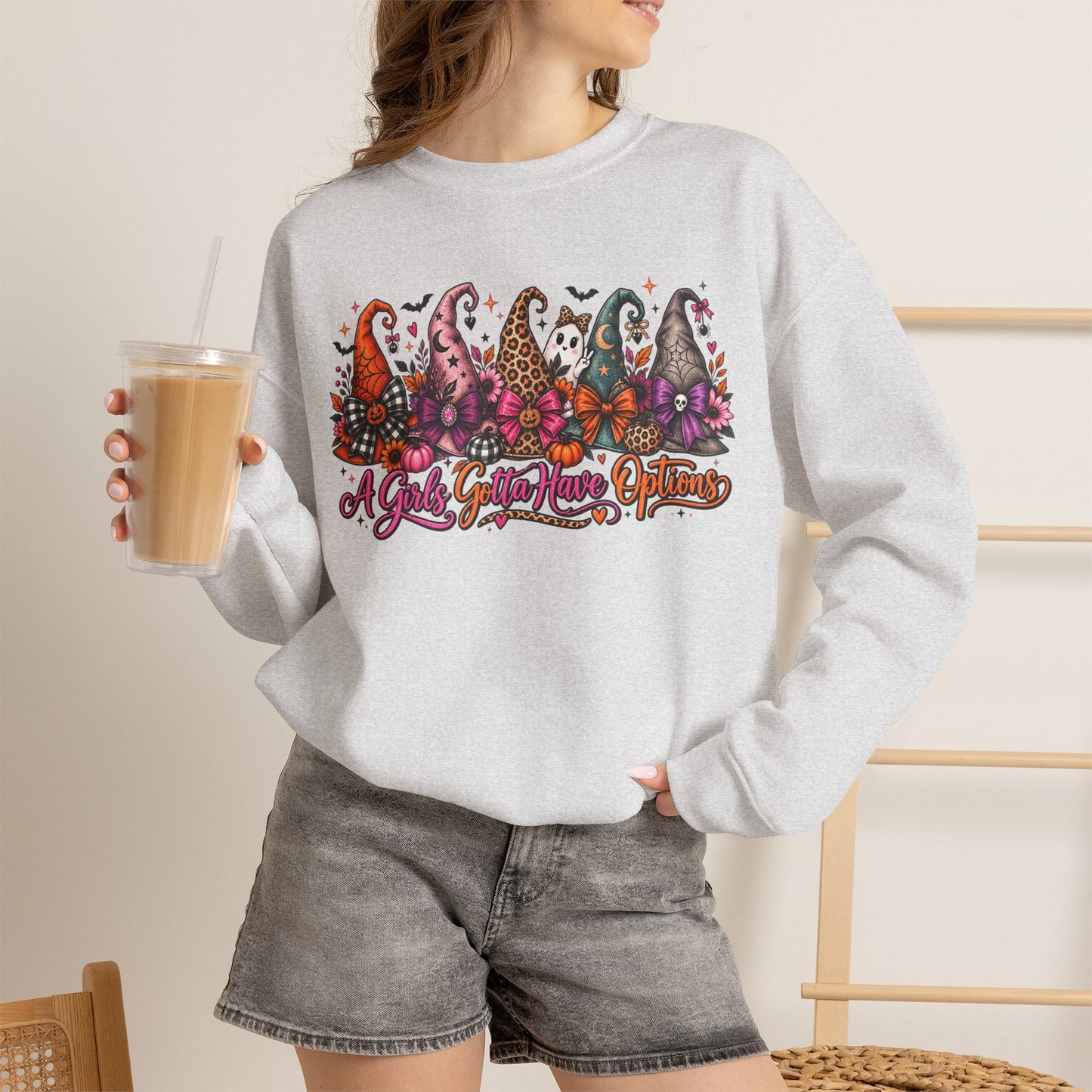 Witch Hat Harvest Crewneck Sweatshirt — Autumn Witch Hat Graphic