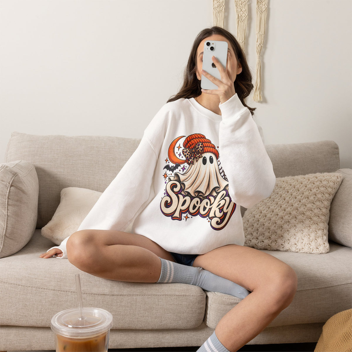 Halloween 'Spooky' Ghost Crewneck Sweatshirt
