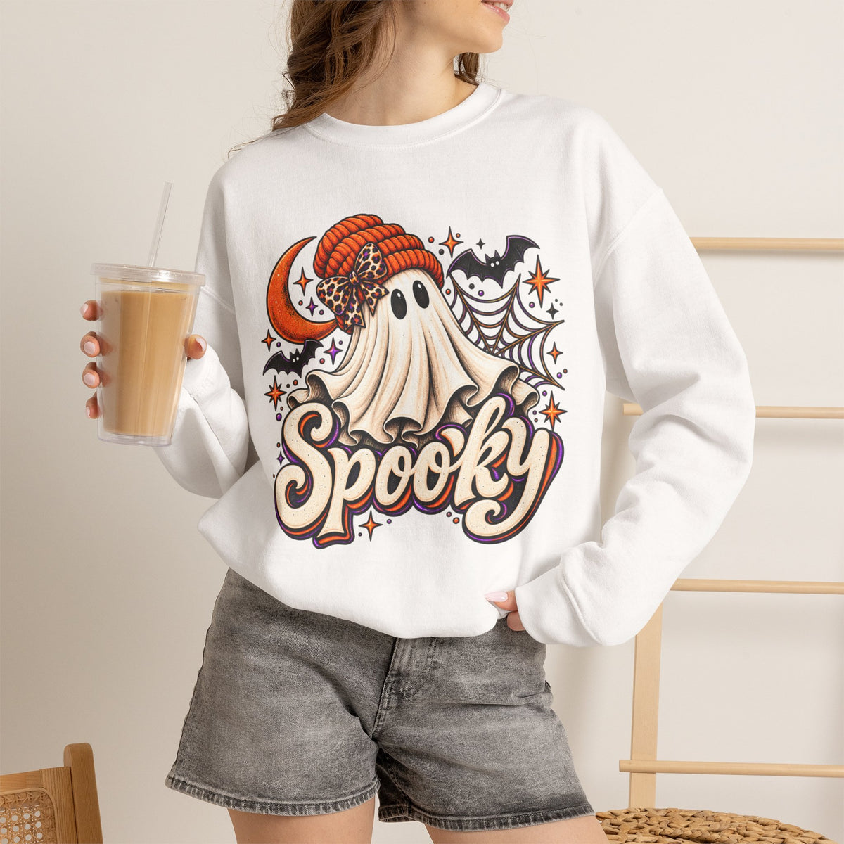Halloween 'Spooky' Ghost Crewneck Sweatshirt