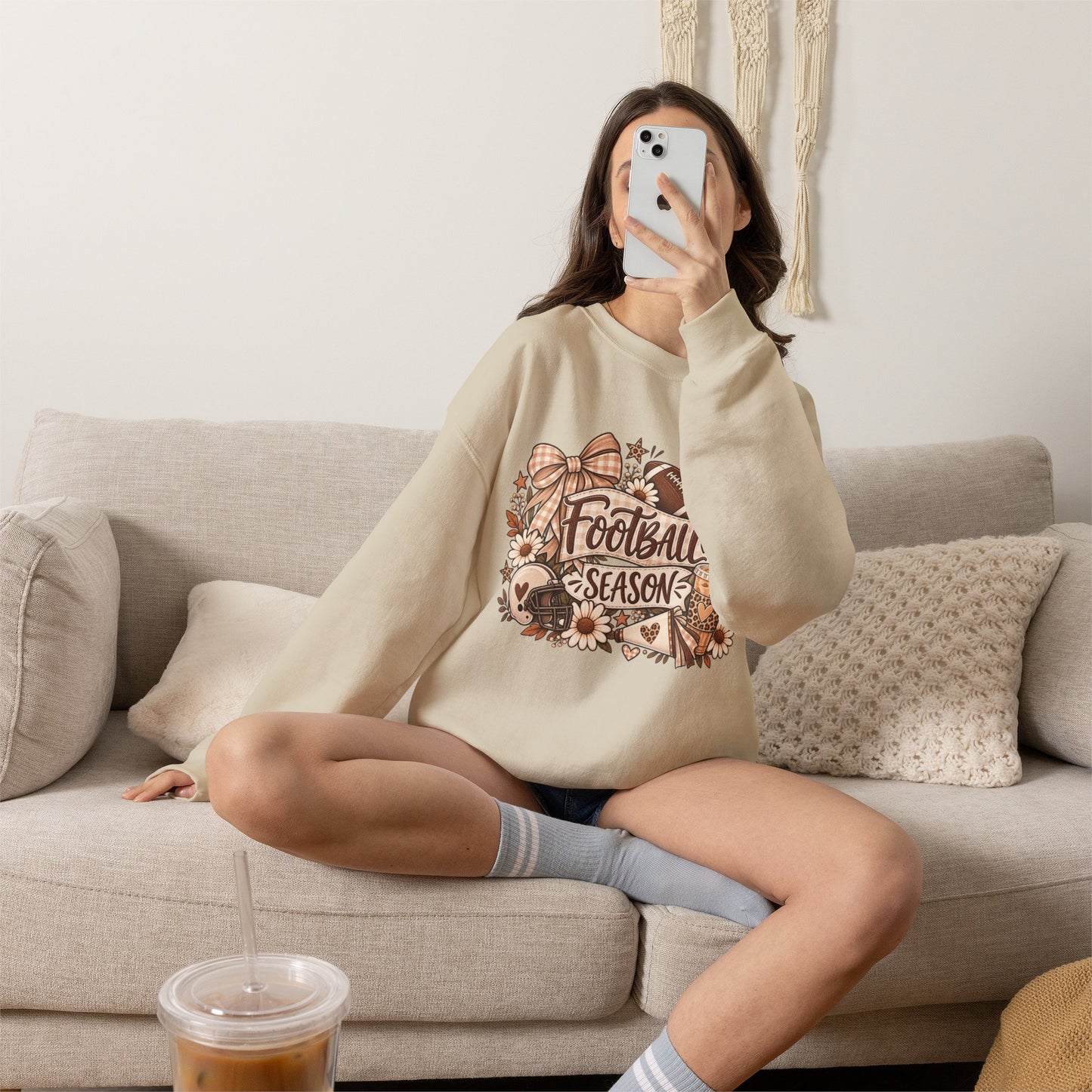 Football Season Crewneck Sweatshirt — Autumn Tailgate Graphic