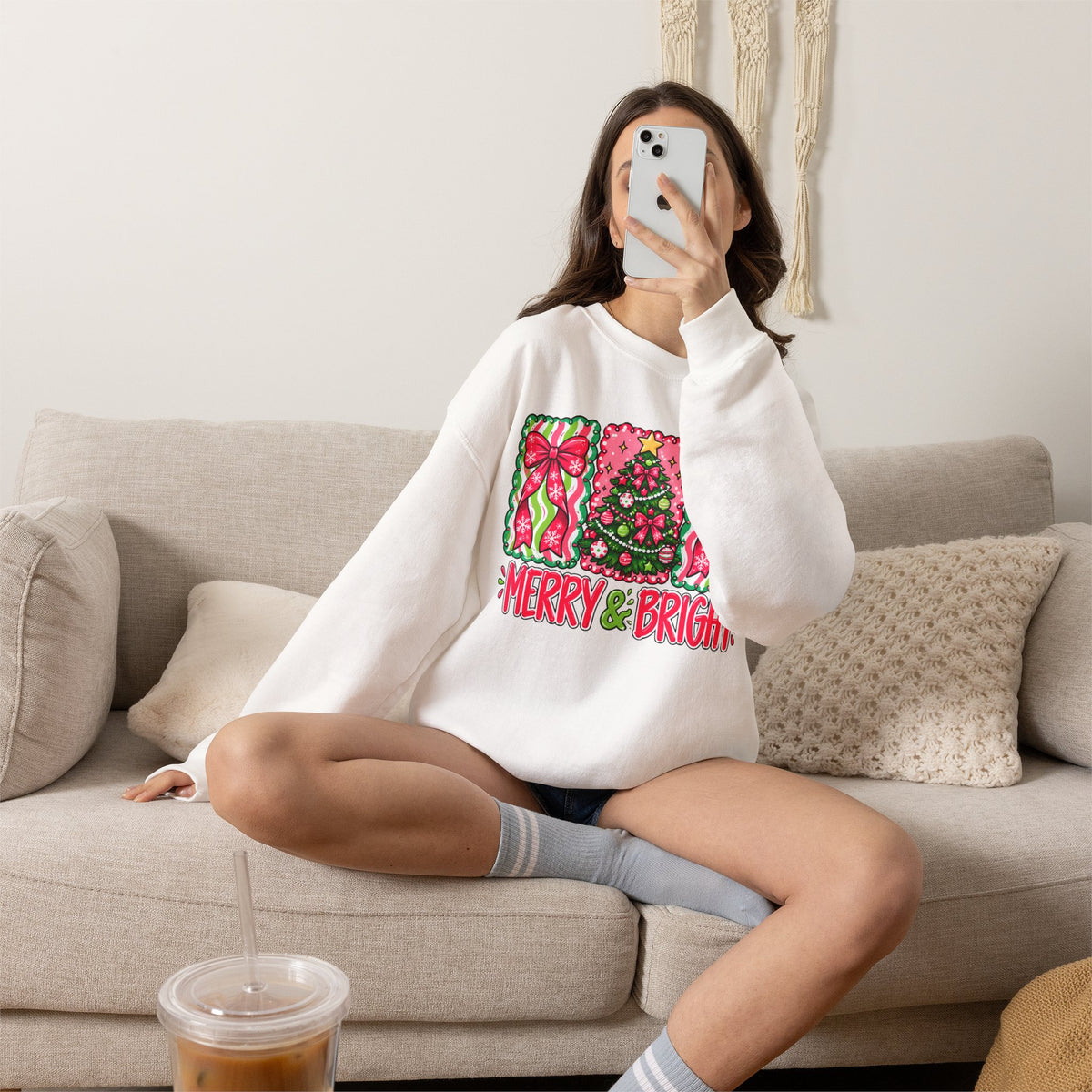Merry & Bright Christmas Crewneck Sweatshirt
