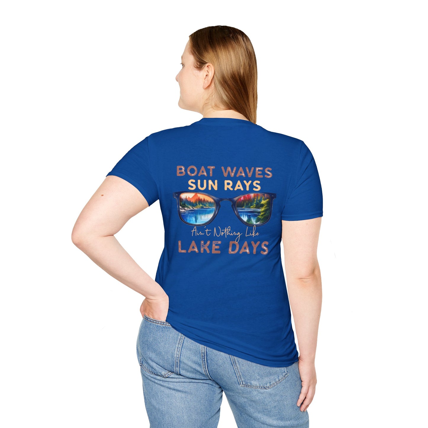 Lake View Sunglasses Tee — Boat, Waves & Sun Rays T-Shirt