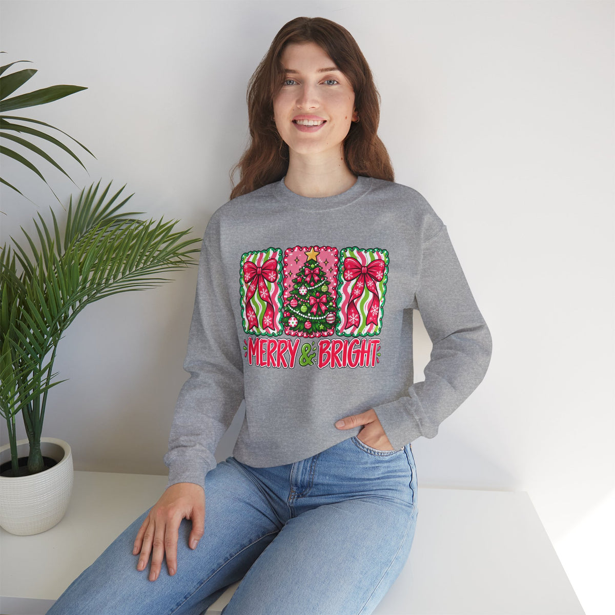Merry & Bright Christmas Crewneck Sweatshirt