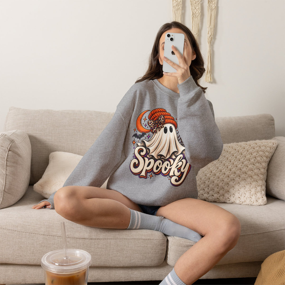 Halloween 'Spooky' Ghost Crewneck Sweatshirt