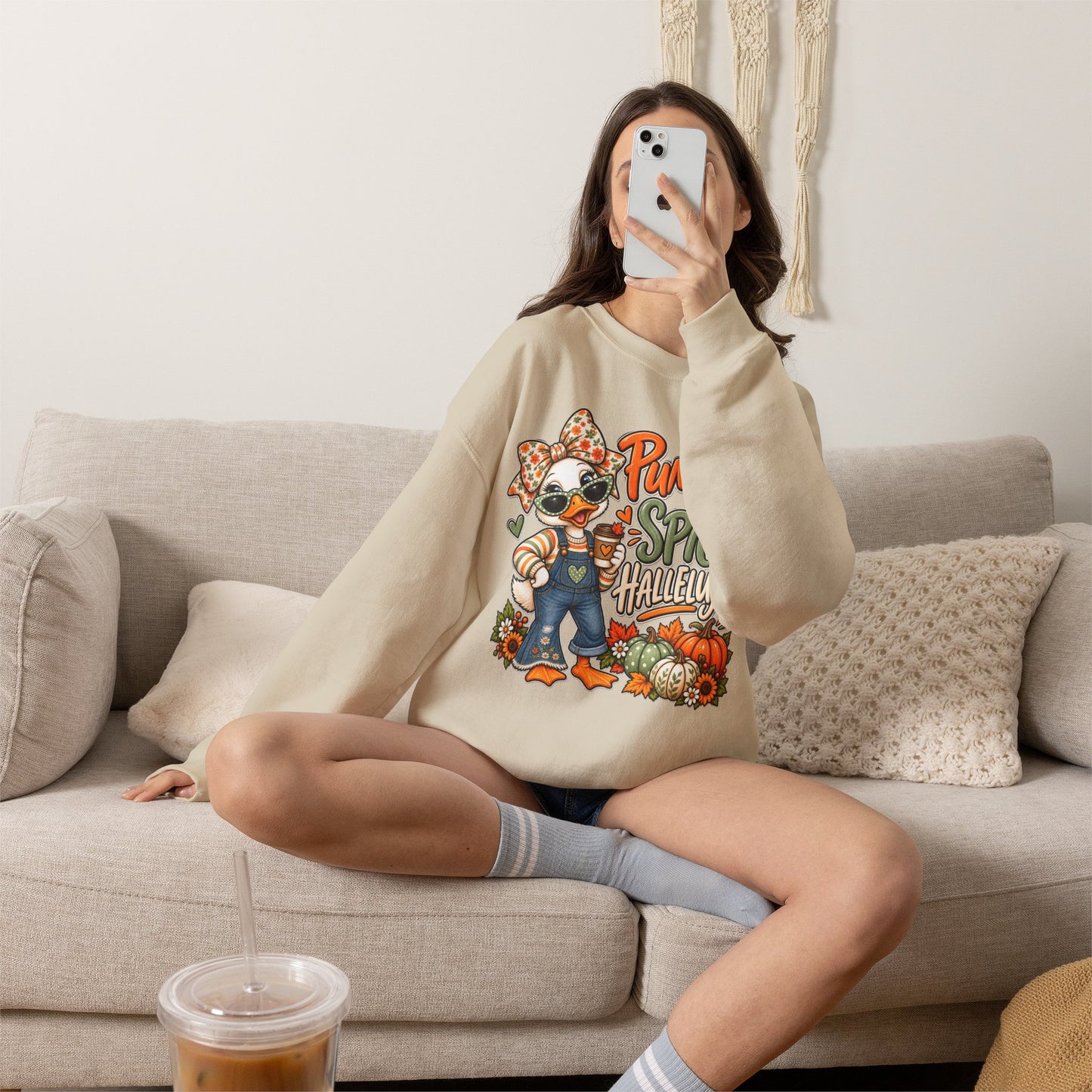 Pumpkin Spice Hallelujah Sweatshirt — Cute Fall Duck Graphic