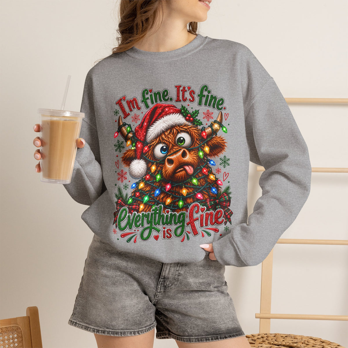 I’m Fine It’s Fine Everything Is Fine Sloth Christmas Sweatshirt