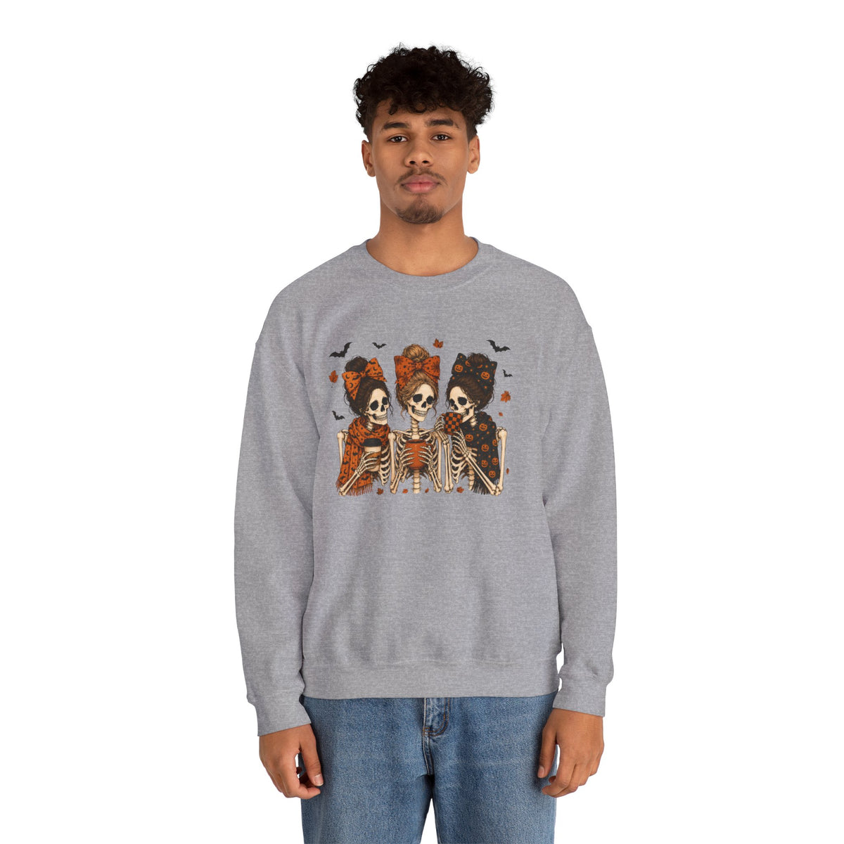 Skeleton Sisters Crewneck Sweatshirt — Halloween Day of the Dead Gothic Graphic
