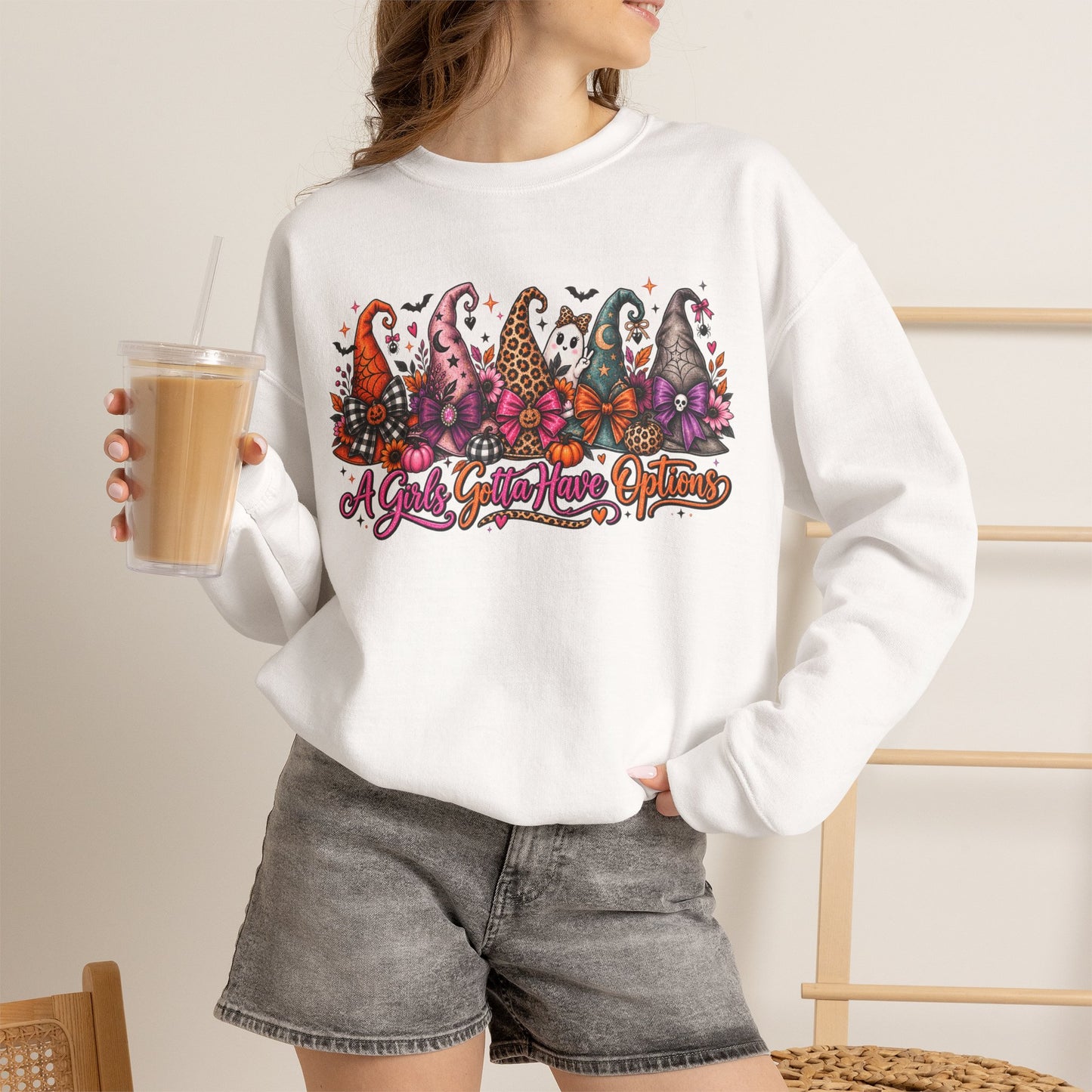 Witch Hat Harvest Crewneck Sweatshirt — Autumn Witch Hat Graphic