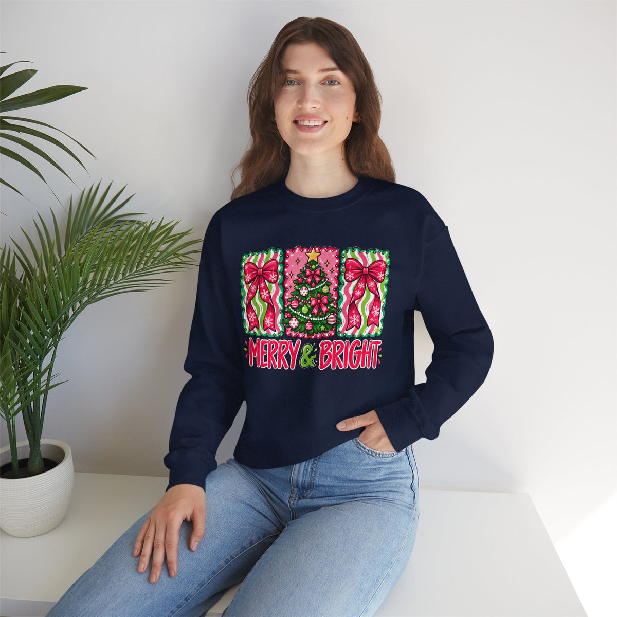 Merry & Bright Christmas Crewneck Sweatshirt