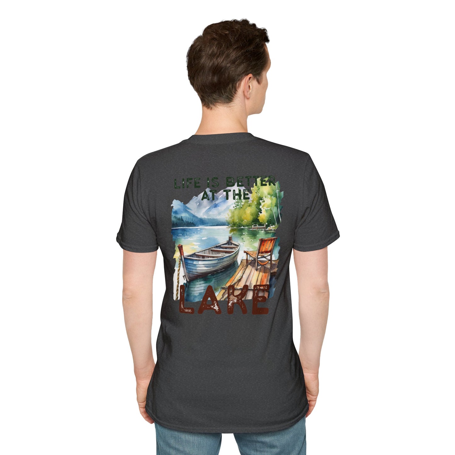 Lake Life T-Shirt — "Life Is Better at the Lake" Boat, Dock & Rocking Chair Design