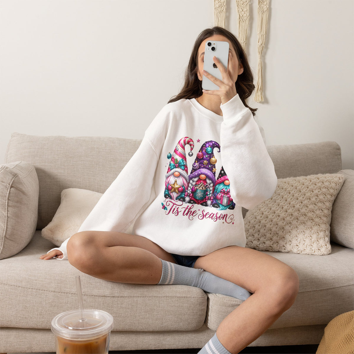 Christmas Gnome Sweatshirt - 'Tis the Season Holiday Crewneck