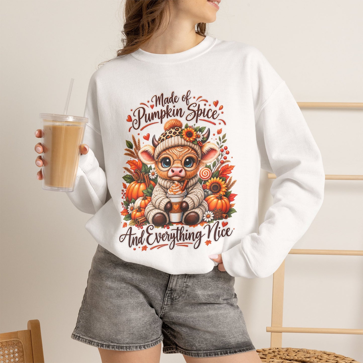 Pumpkin Spice Kitty Sweatshirt - Fall Cat Graphic "Make it Pumpkin Spice and Everything Nice"