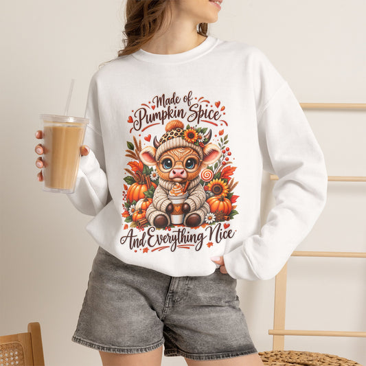 Pumpkin Spice Kitty Sweatshirt - Fall Cat Graphic "Make it Pumpkin Spice and Everything Nice"