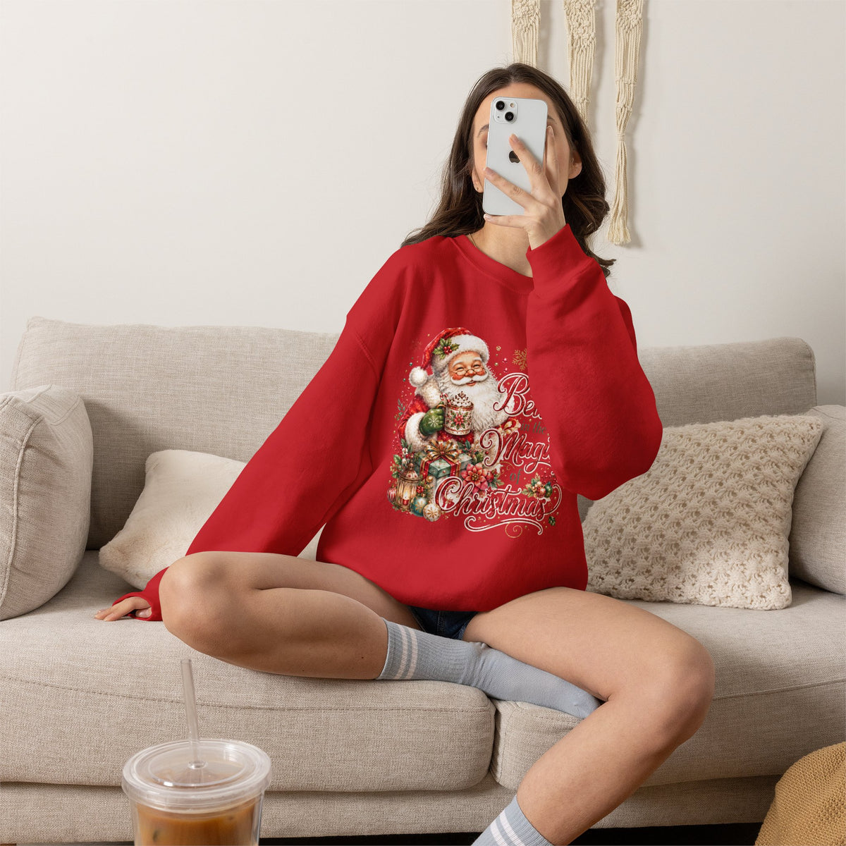 Believe in the Magic of Christmas Sweatshirt | Vintage Santa Christmas Crewneck for Women