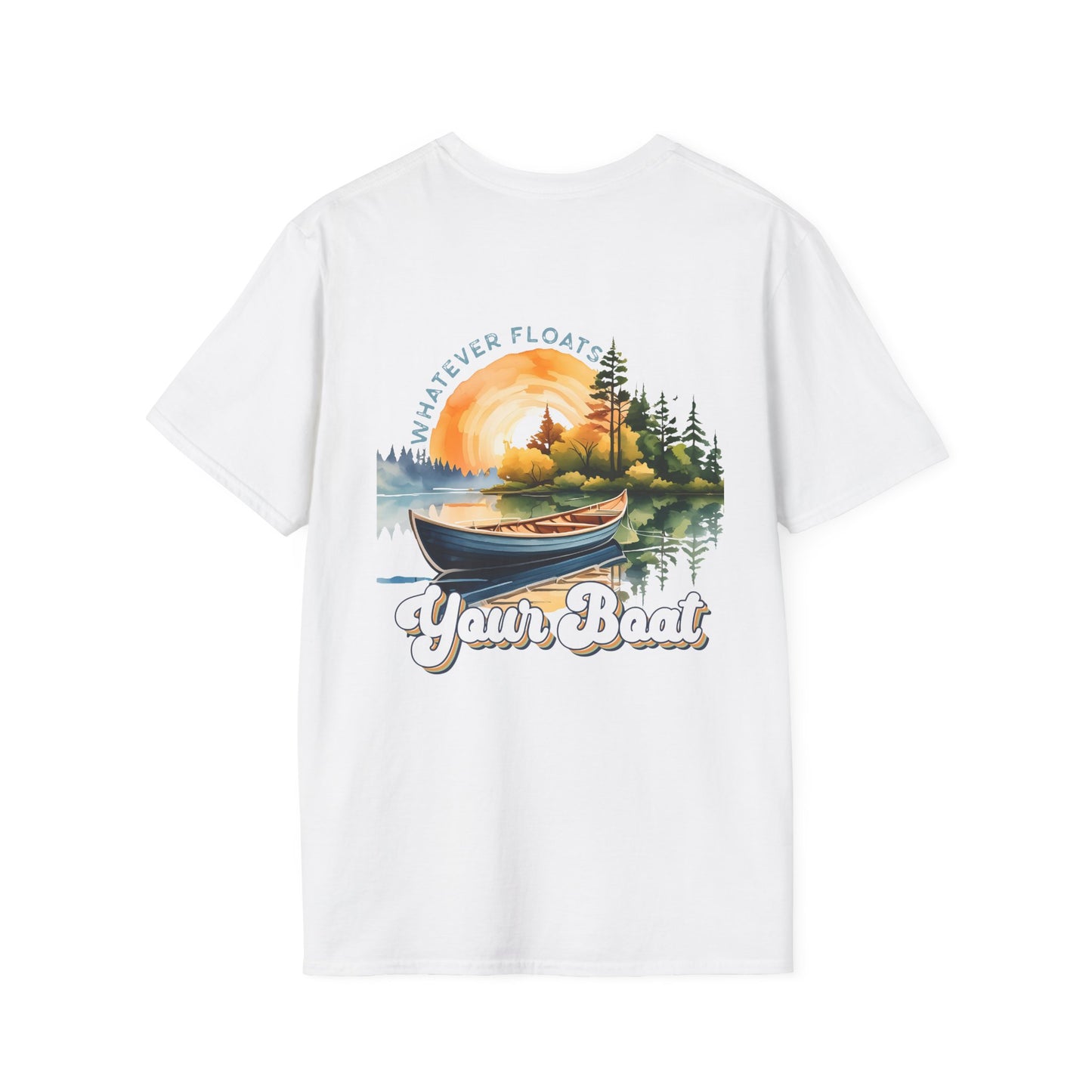 Boat Graphic T-Shirt — 'Whatever Floats Your Boat' Vintage Lake Sunset Tee