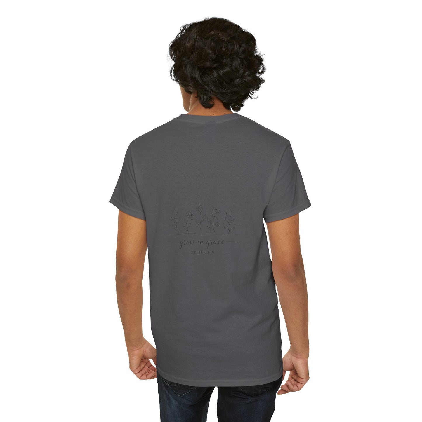 Floral 'Grow in Grace' Tee — Chest Heart & Back Wildflower Design