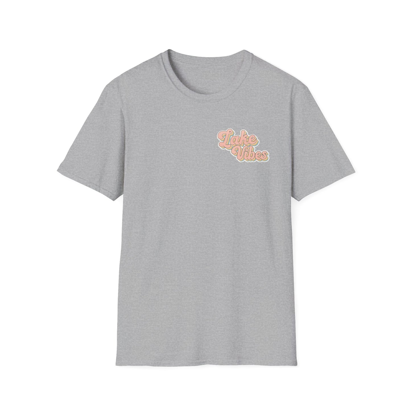Lake Vibes T-Shirt — Pastel Scenic Watercolor Lake Tee