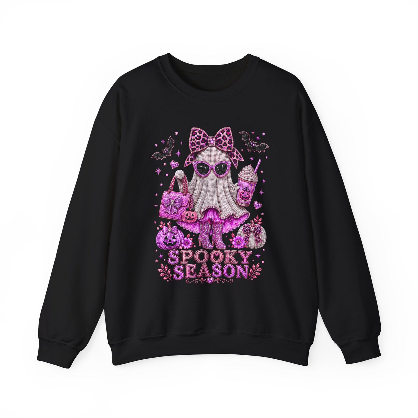 Spooky Season Ghost Crewneck Sweatshirt — Cute Pink Halloween Graphic