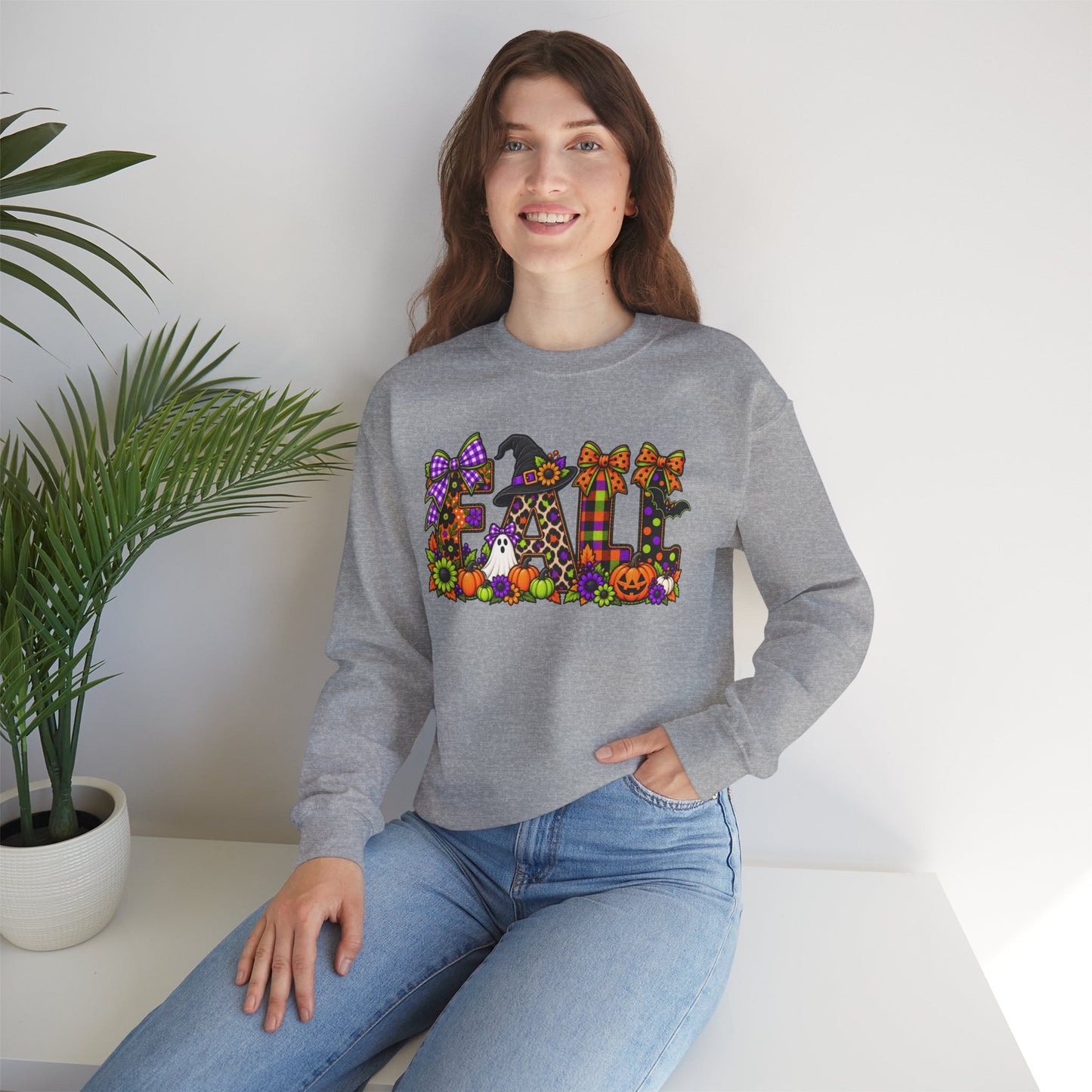 Halloween Fall Crewneck Sweatshirt — Cute Spooky Fall Graphic