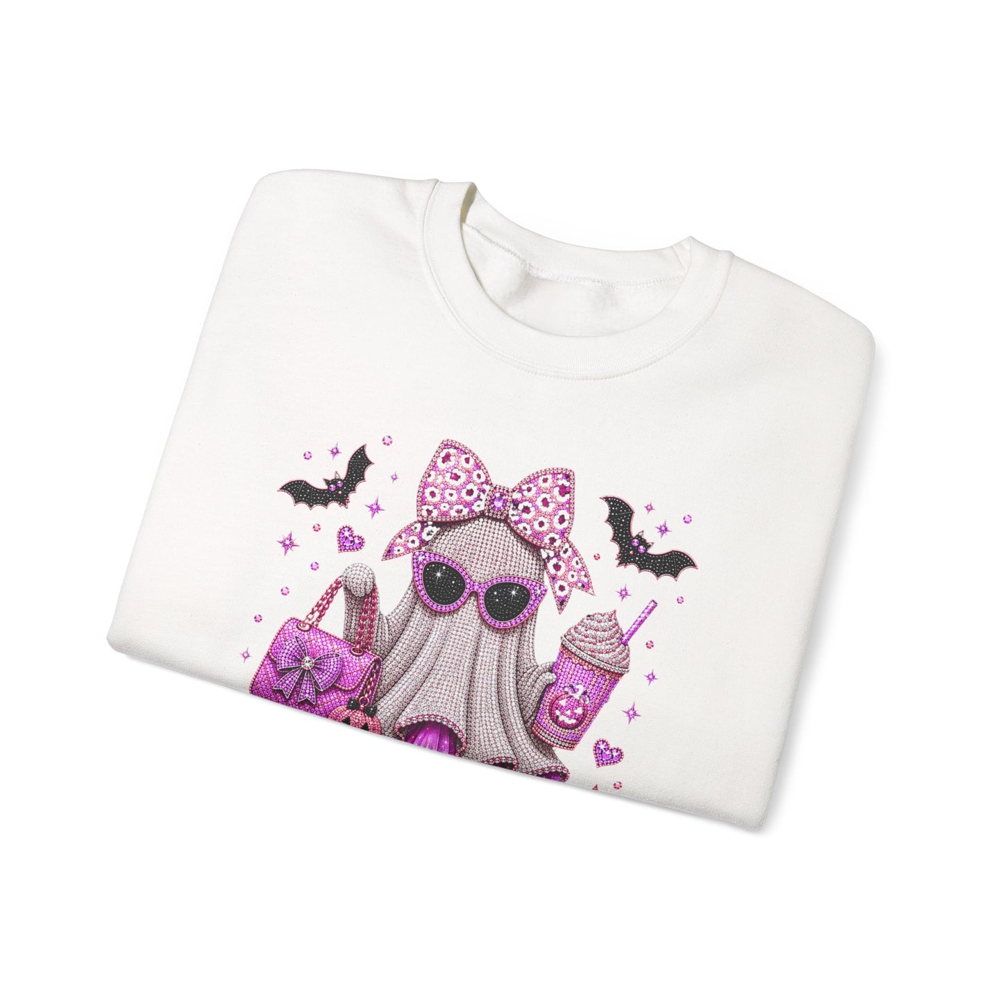 Spooky Season Ghost Crewneck Sweatshirt — Cute Pink Halloween Graphic