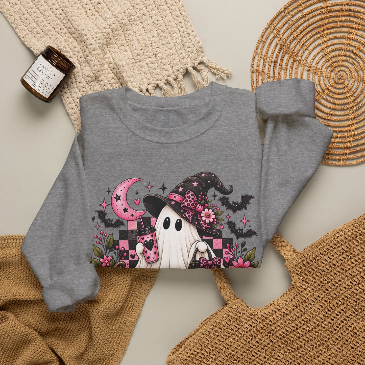 Ghost Witch Sweatshirt – Cute Pink Halloween Crewneck