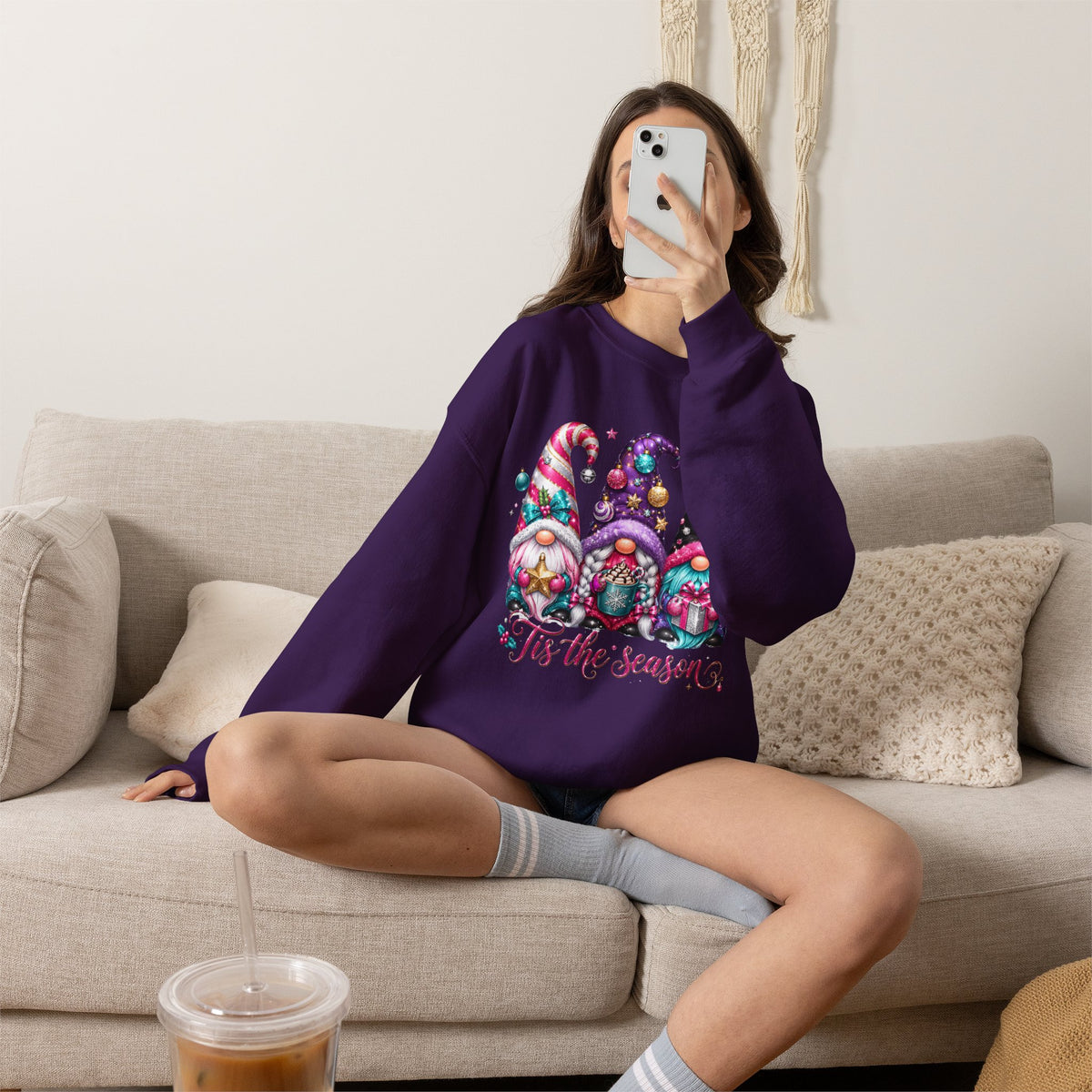 Christmas Gnome Sweatshirt - 'Tis the Season Holiday Crewneck