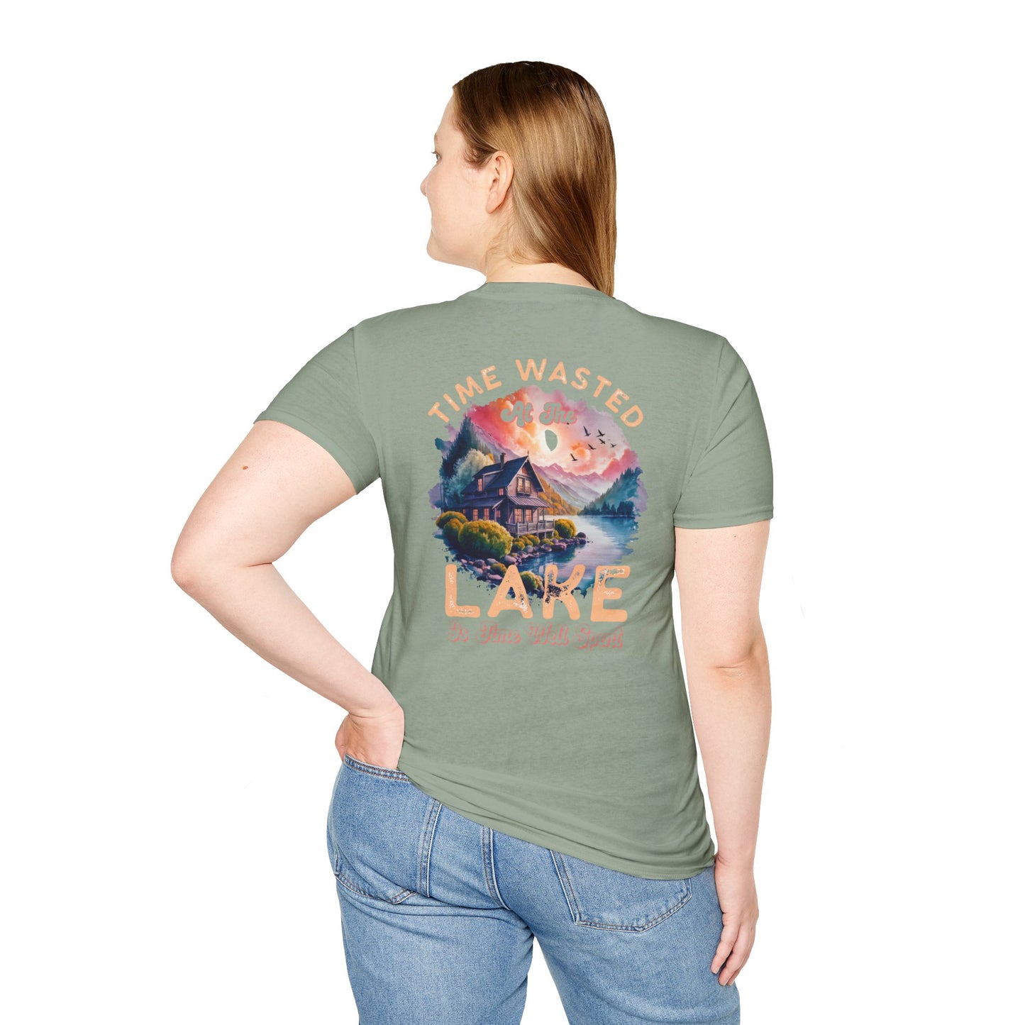 Lake Cabin T-Shirt — "Time Wasted at the Lake Is Time Well Spent"
