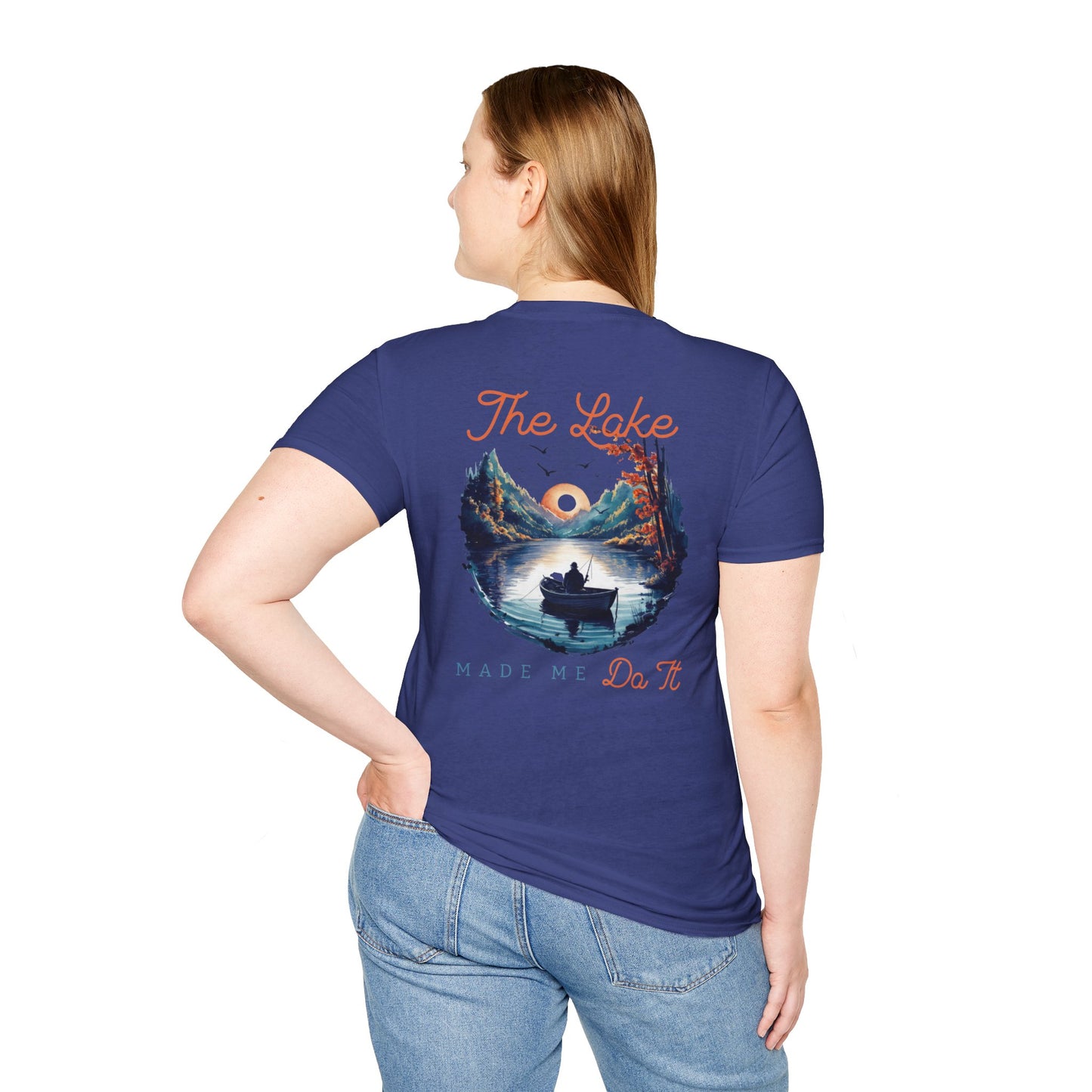 The Lake Made Me Do It Fishing Tee — Sunset Boat Graphic T-Shirt