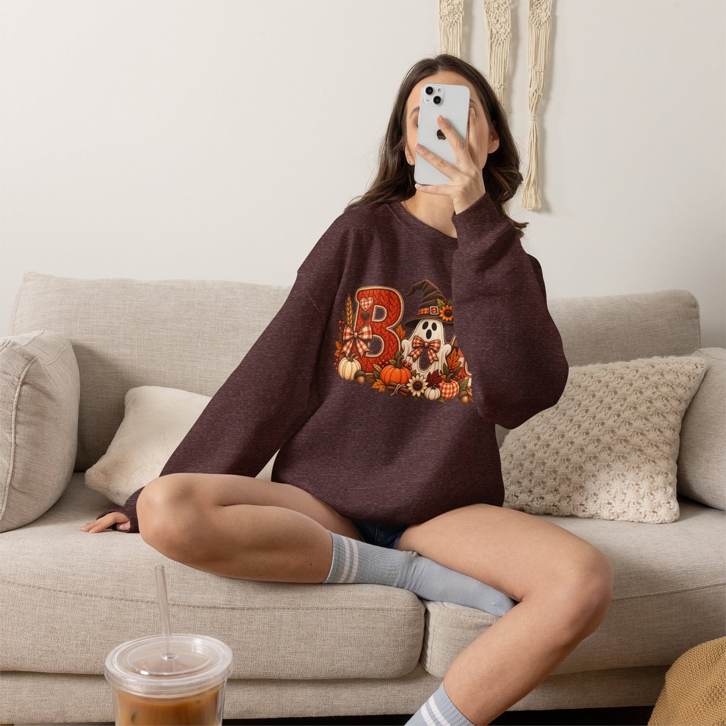 Halloween 'Boo' Crewneck Sweatshirt — Cute Autumn Ghost Pumpkin Design