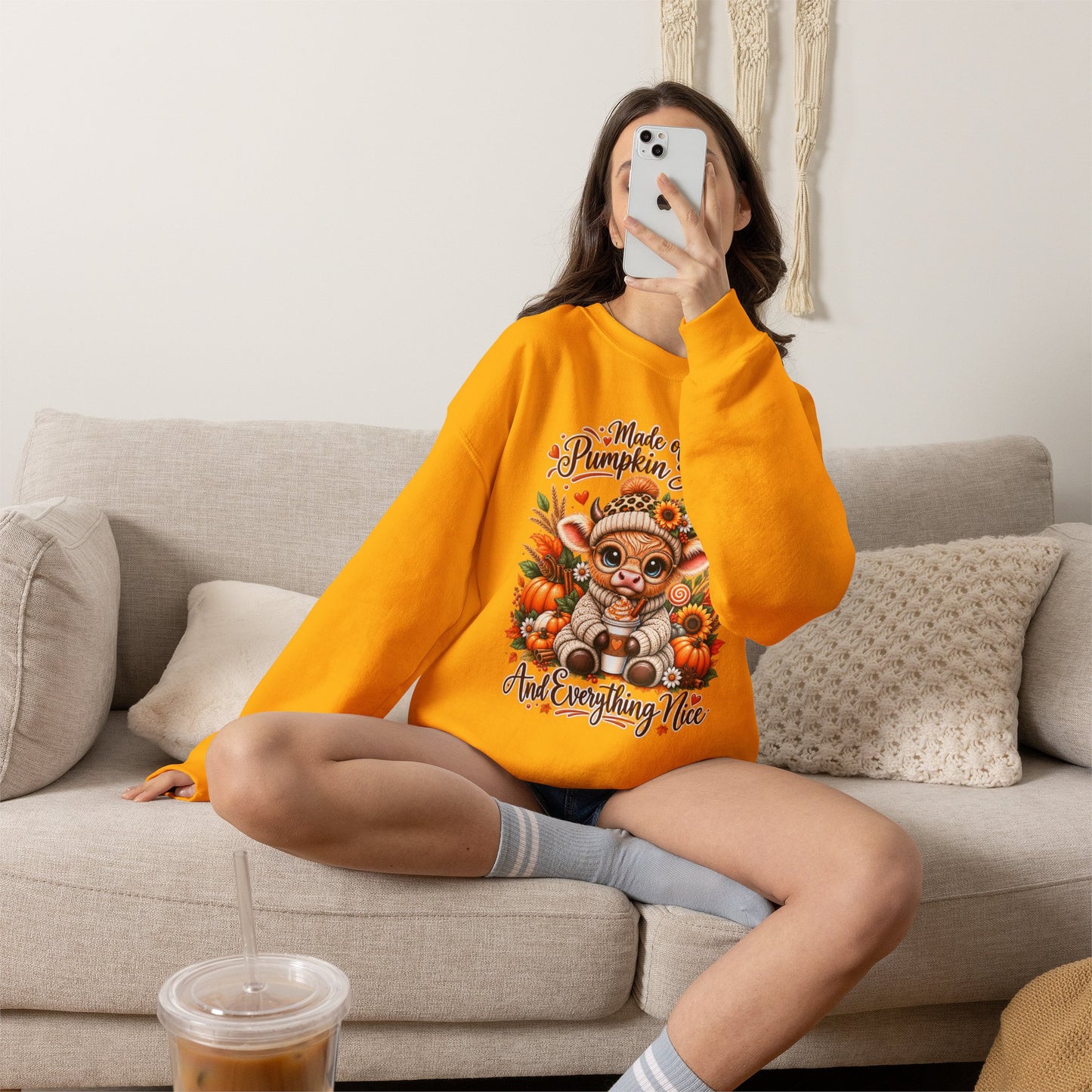 Pumpkin Spice Kitty Sweatshirt - Fall Cat Graphic "Make it Pumpkin Spice and Everything Nice"