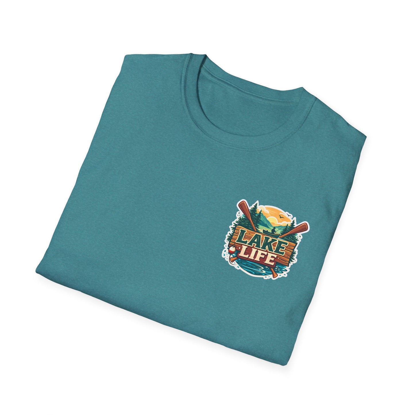 Lake Life T-Shirt — "Life Is Better at the Lake" Boat, Dock & Rocking Chair Design