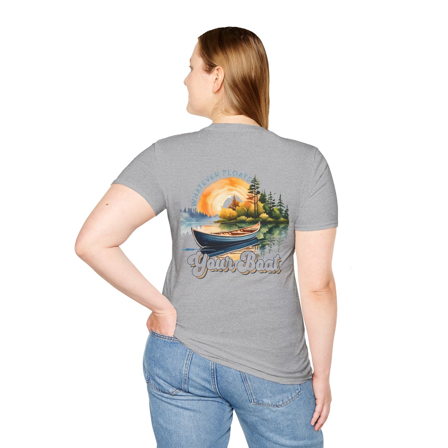 Boat Graphic T-Shirt — 'Whatever Floats Your Boat' Vintage Lake Sunset Tee