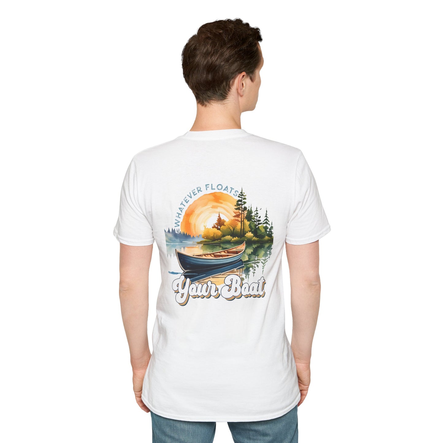 Boat Graphic T-Shirt — 'Whatever Floats Your Boat' Vintage Lake Sunset Tee