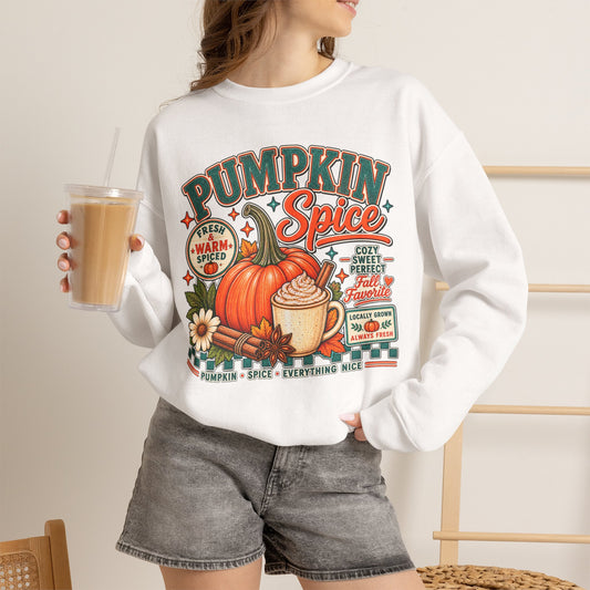 Pumpkin Spice Crewneck Sweatshirt — Cozy Fall Pumpkin Latte Graphic