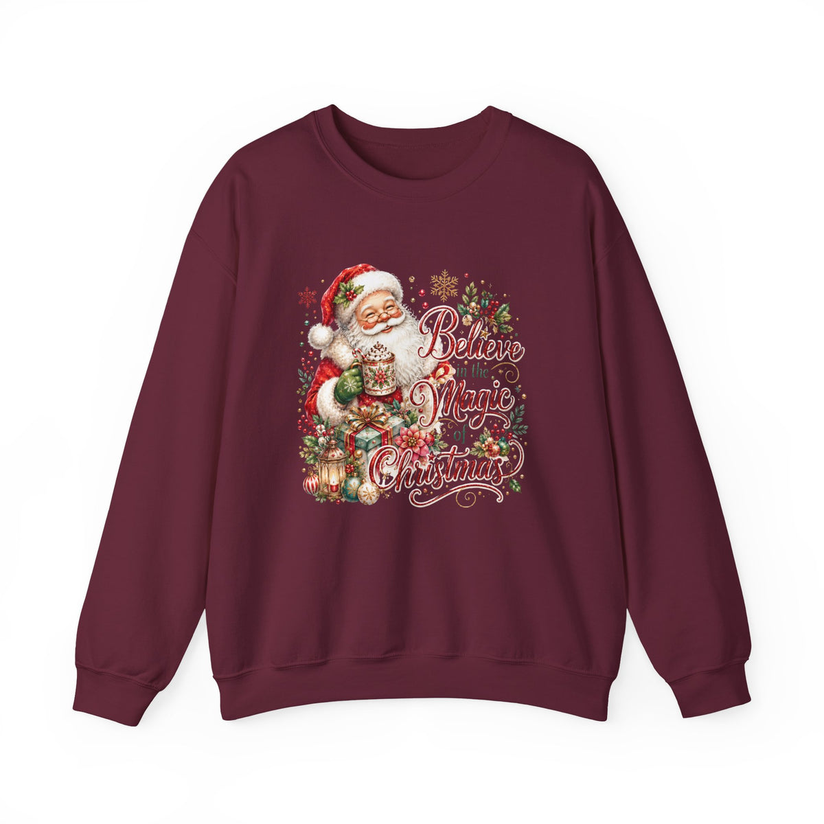 Believe in the Magic of Christmas Sweatshirt | Vintage Santa Christmas Crewneck for Women