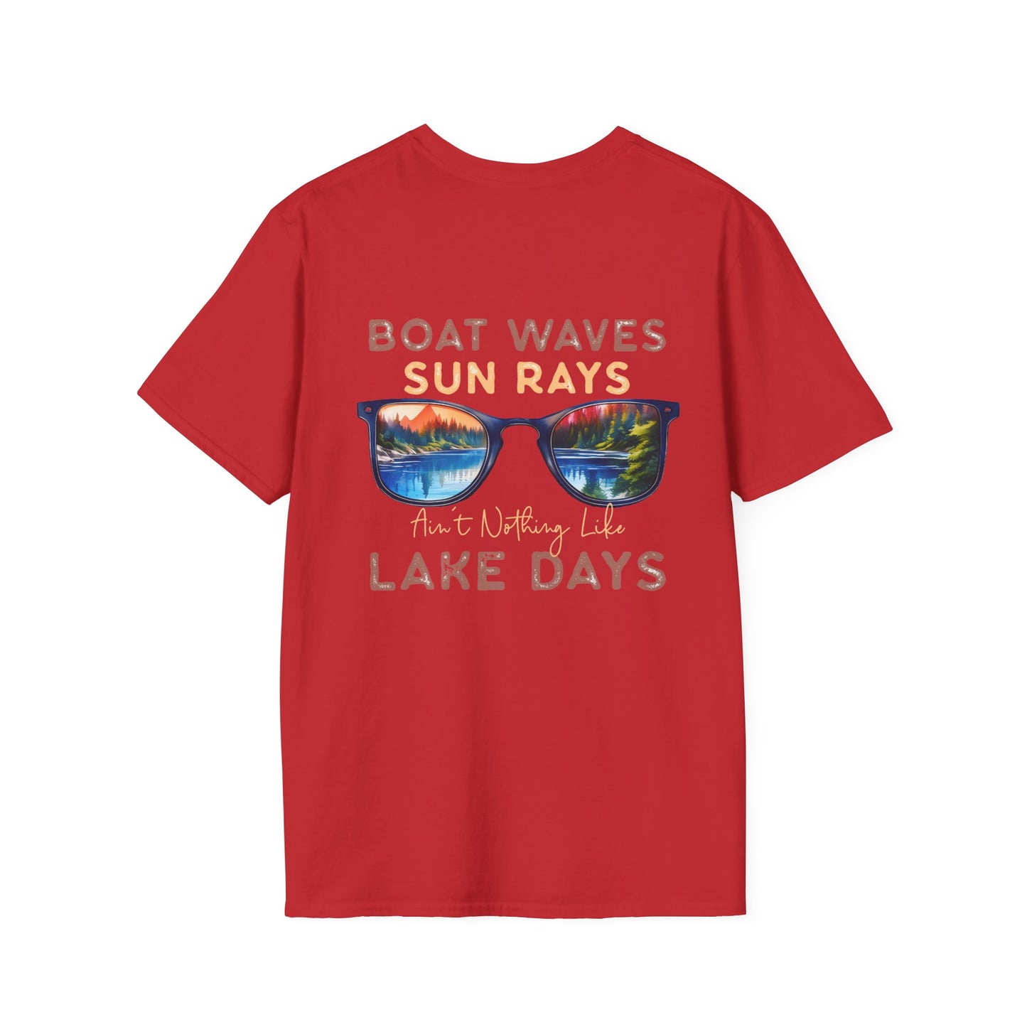 Lake View Sunglasses Tee — Boat, Waves & Sun Rays T-Shirt