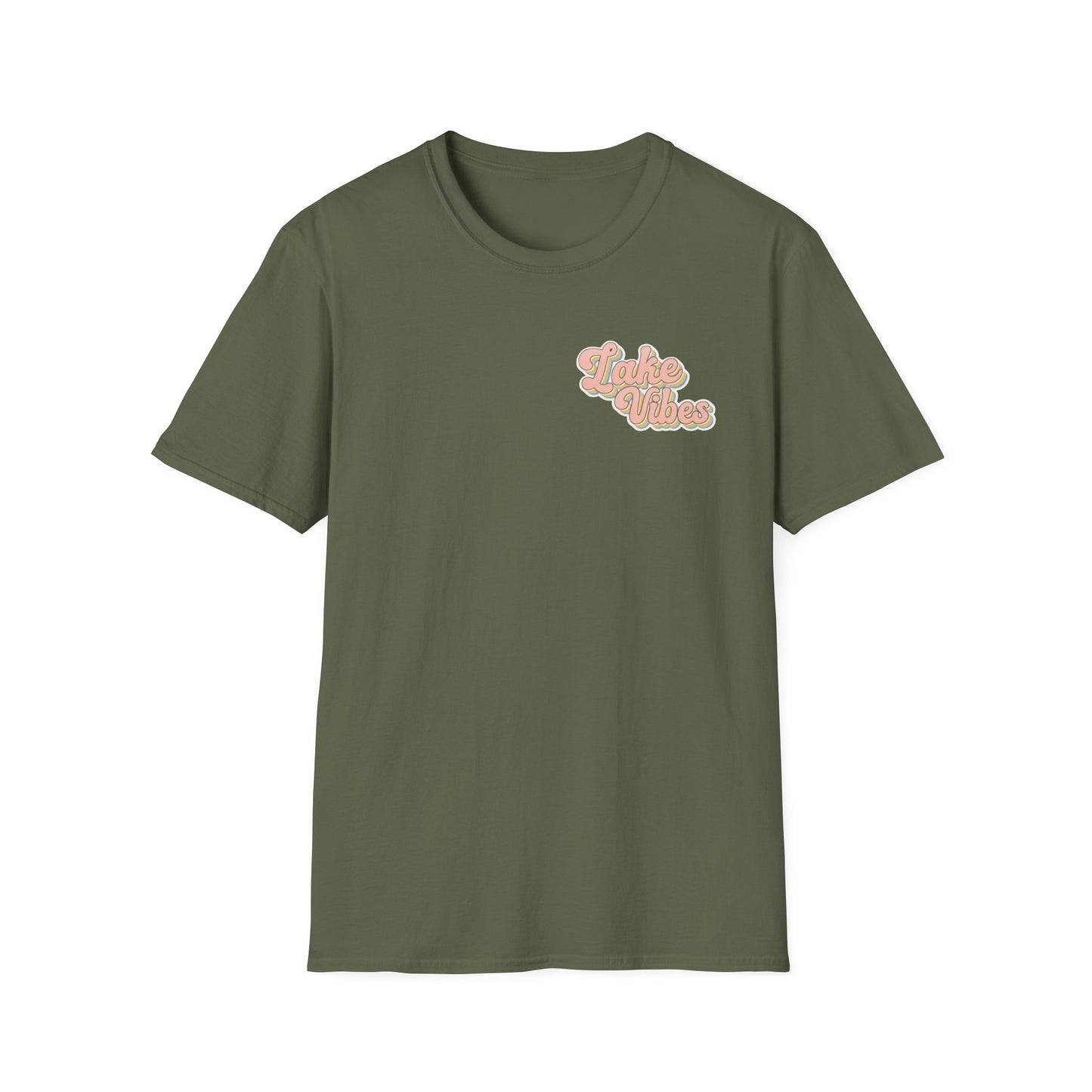Lake Vibes T-Shirt — Pastel Scenic Watercolor Lake Tee