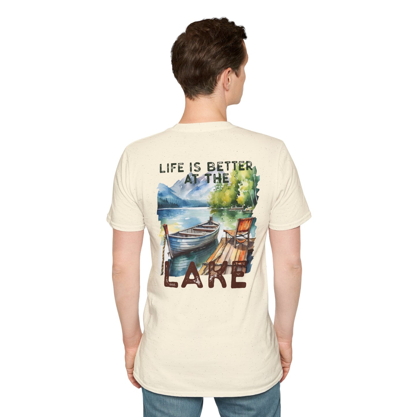 Lake Life T-Shirt — "Life Is Better at the Lake" Boat, Dock & Rocking Chair Design