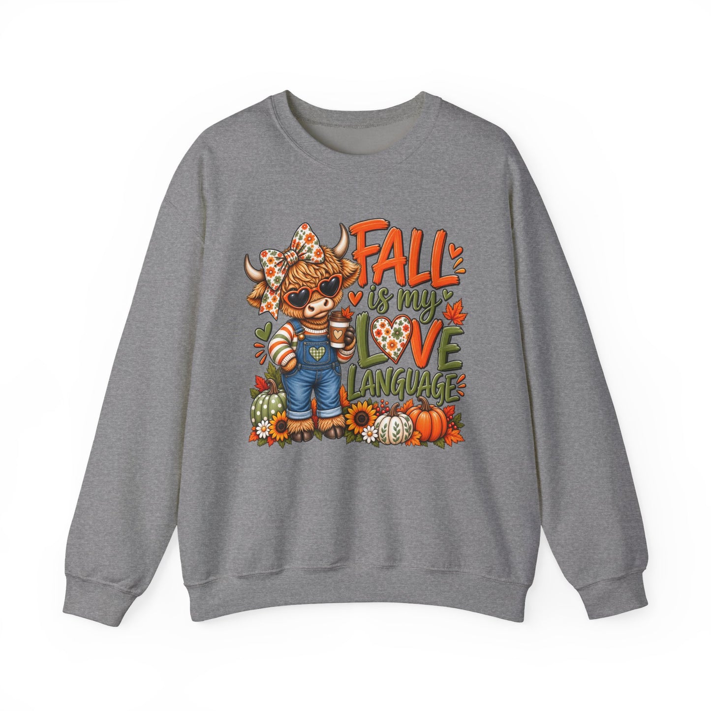 Fall Is My Love Language Sweatshirt — Cute Autumn Cow Graphic Crewneck