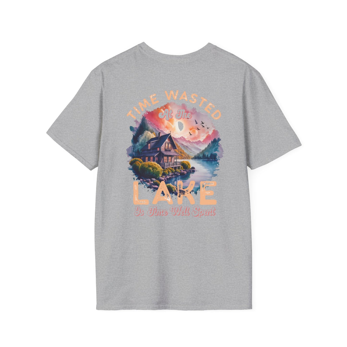 Lake Cabin T-Shirt — "Time Wasted at the Lake Is Time Well Spent"