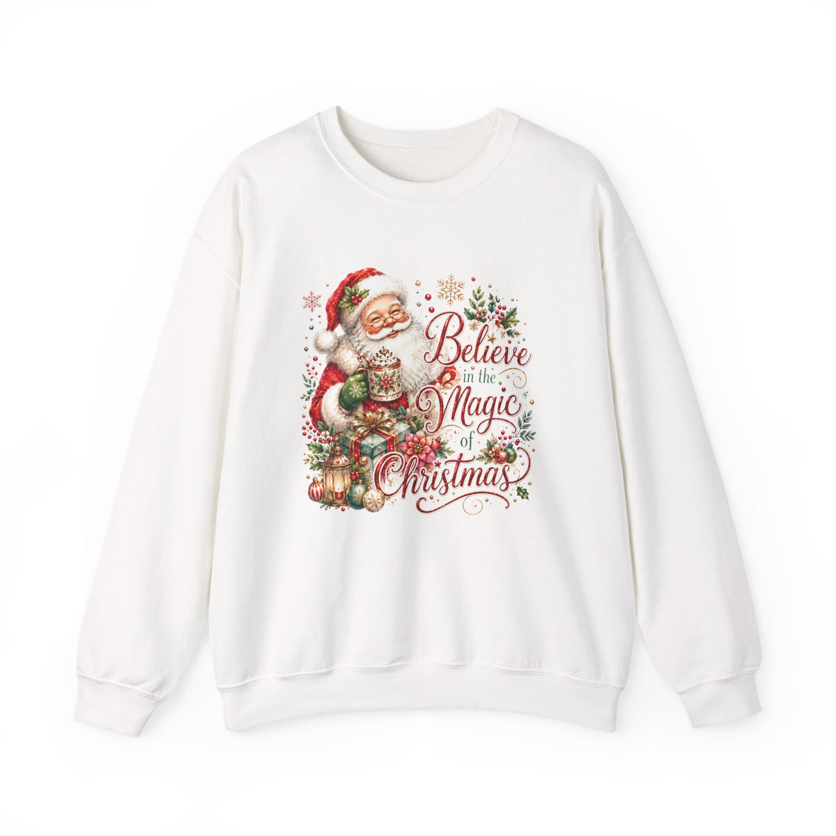Believe in the Magic of Christmas Sweatshirt | Vintage Santa Christmas Crewneck for Women