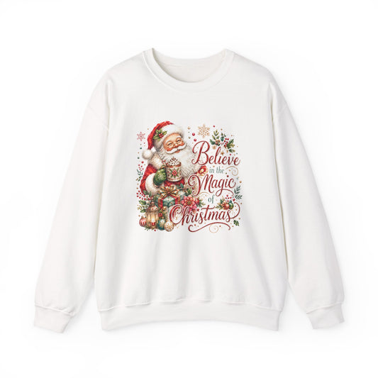 Believe in the Magic of Christmas Sweatshirt | Vintage Santa Christmas Crewneck for Women