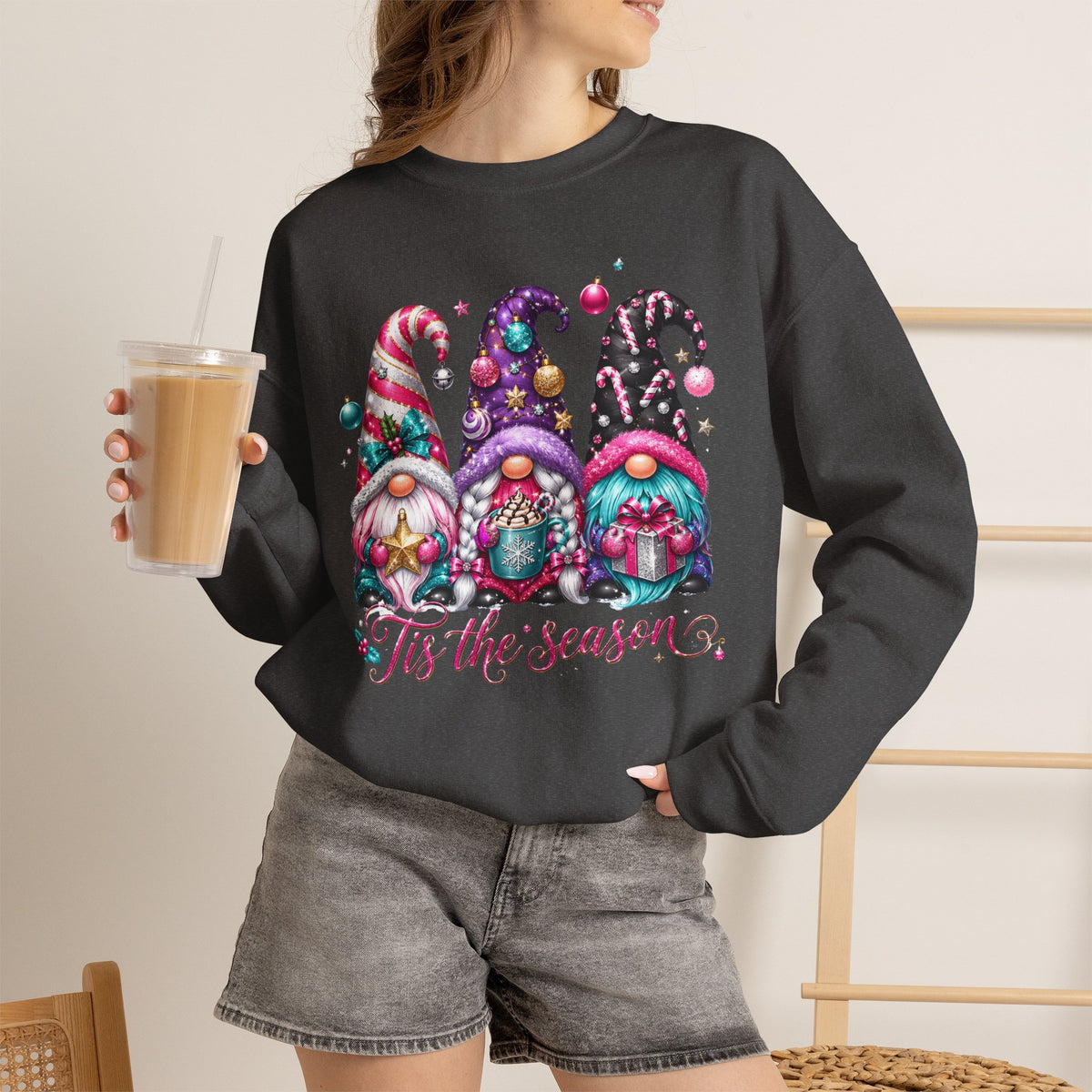 Christmas Gnome Sweatshirt - 'Tis the Season Holiday Crewneck