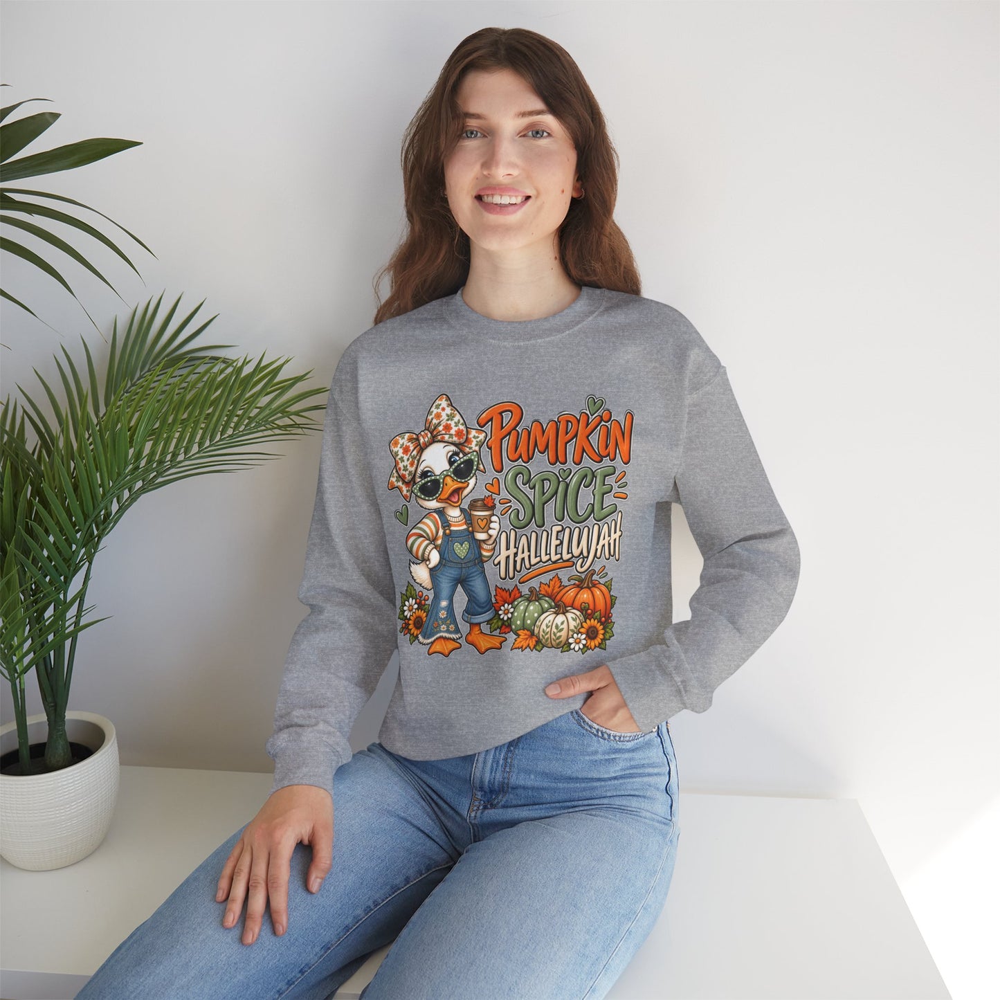 Pumpkin Spice Hallelujah Sweatshirt — Cute Fall Duck Graphic